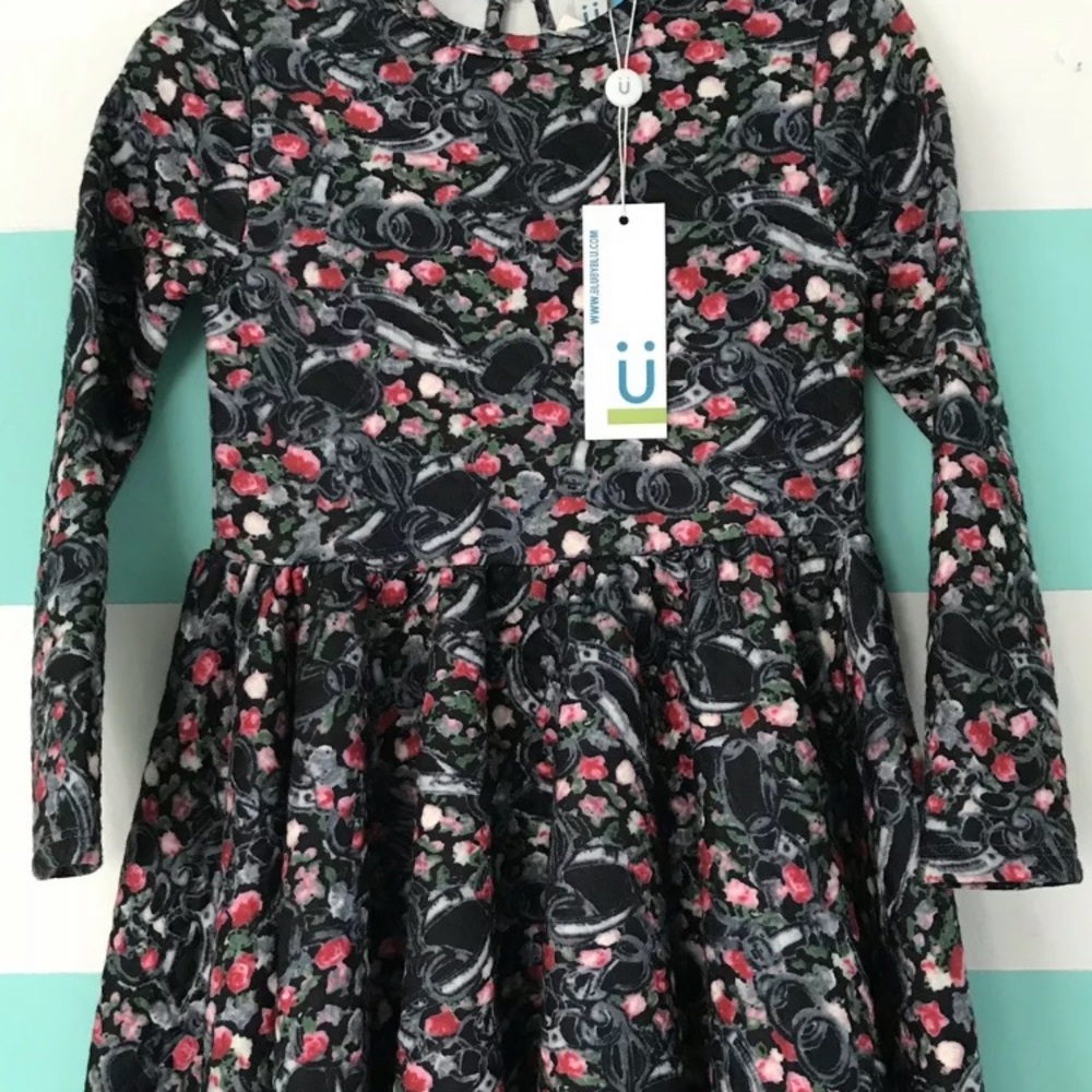 NWT Boutique BLUBYBLU Girls Black Floral Dress 7